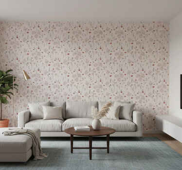 Muster tapete minimalistisch rotes blumenmuster - TenStickers