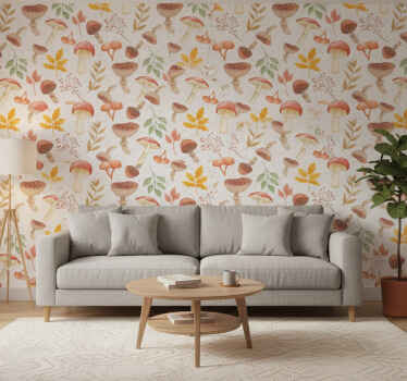 Texture pattern wallpaper hand painted mushroom design - TenStickers