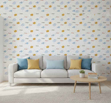 Animal wallpaper cartoon multicolor fish design - TenStickers