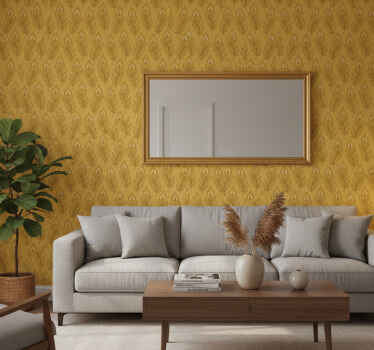 Animal wallpaper featuring blue floral turkey and gold flowers - TenStickers