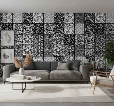 Animals wallpaper featuring various animal prints - TenStickers