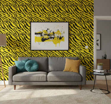 Animals wallpaper yellow zebra design - TenStickers