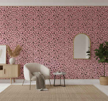 Animal wallpaper black and pink leopard pattern - TenStickers