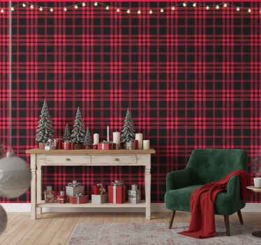 Papel de parede natal padrão tartan natalino - TenStickers