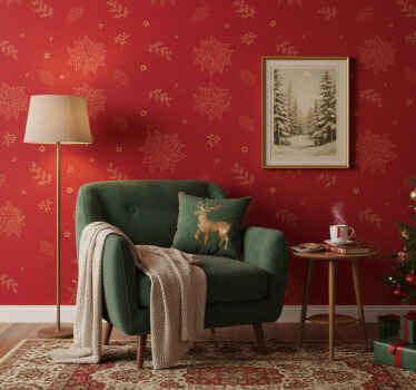 Papel de parede natal com padrão vintage de flores - TenStickers