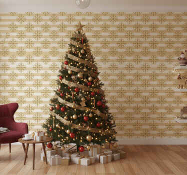 Papel de parede natal listras de flocos de neve - TenStickers