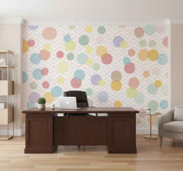 Office wallpaper colorful polka dot chevron - TenStickers