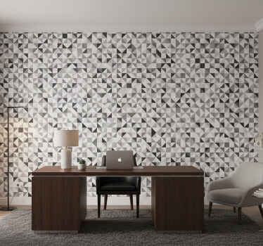 Office wallpaper gray triangles mosaic - TenStickers