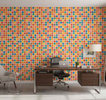 Office wallpaper multicolor squares - TenStickers