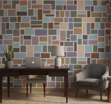 Office wallpaper in vibrant modern tile design - TenStickers