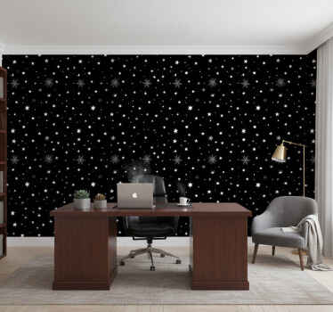 Office wallpaper black and white star patterns - TenStickers