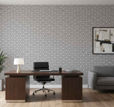 Büro tapete mit grauem und weißem sechseckmuster - TenStickers