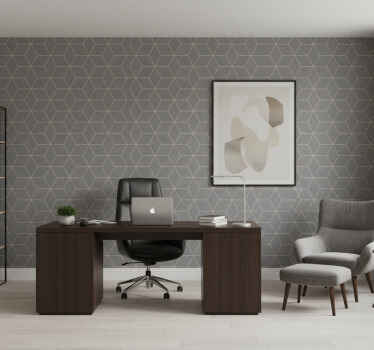 Büro tapete mit geometrischem grauem sechseckmuster - TenStickers