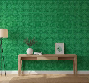 Tapeta do korytarza w geometryczny zielony wzór - TenStickers