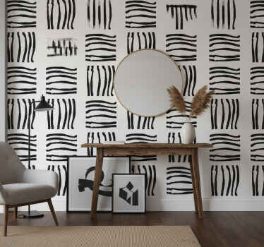 Tapeta do korytarza w czarno-białe paski - TenStickers