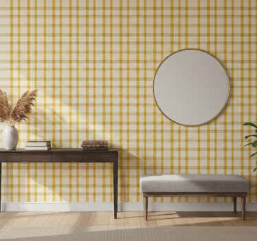 Papier peint couloir carrés jaunes et blancs - TenStickers