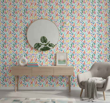 Hallway wallpaper with abstract colorful shapes - TenStickers
