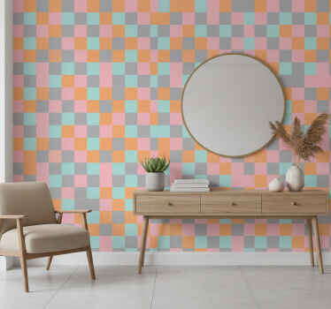 Hallway wallpaper squared abstract design - TenStickers