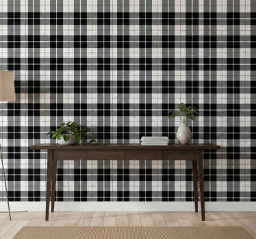 Hallway wallpaper in dark and light gray squares - TenStickers