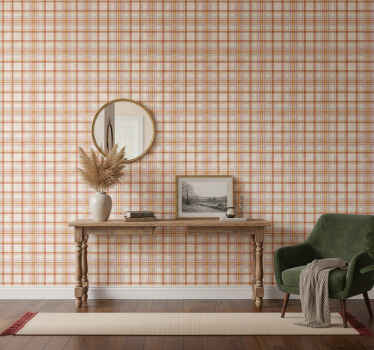 Hallway wallpaper with scottish tartan squares - TenStickers