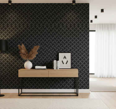 Hallway wallpaper geometric black squared pattern - TenStickers