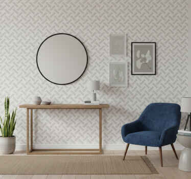 Hallway wallpaper geometric white squared pattern - TenStickers