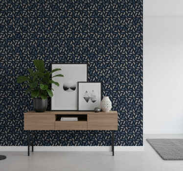 Hallway wallpaper geometric blue and gray triangles - TenStickers