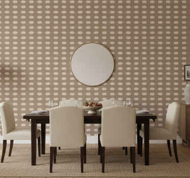 Papel tapiz comedor patrón de círculos marrones - TenVinilo