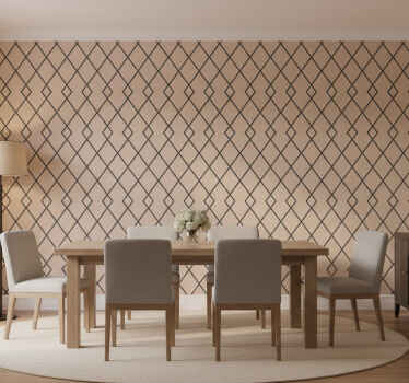 Papel tapiz comedor patrón diamante beige geométrico - TenVinilo