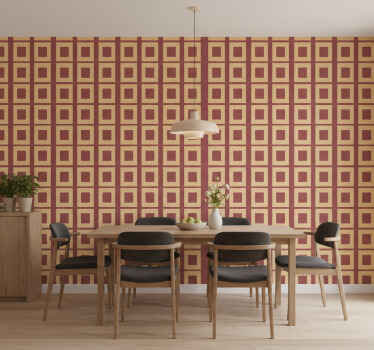 Papel tapiz comedor cuadrados geométricos - TenVinilo