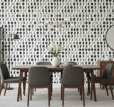 Papel tapiz comedor semicírculos monocromáticos - TenVinilo