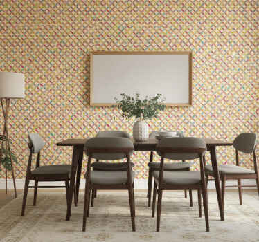Papel tapiz comedor geométrico colorido - TenVinilo