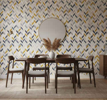 Papel tapiz comedor patrón zigzag chevron - TenVinilo