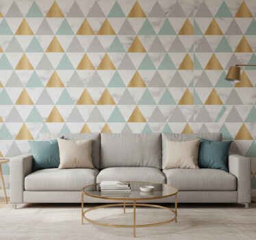 Wallpaper geometric triad design - TenStickers