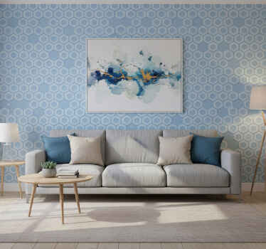 Geometrische tapete mit hexagonalem blauen muster - TenStickers