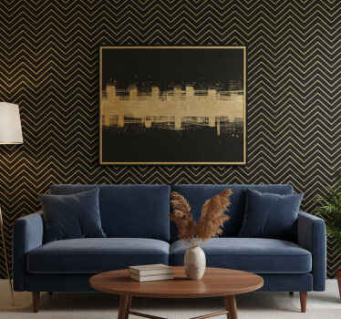 Tapete geometrisch mit goldenem chevron-motiv - TenStickers