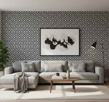 Geometrische tapete mit kräftigem schwarz-weiß-muster - TenStickers