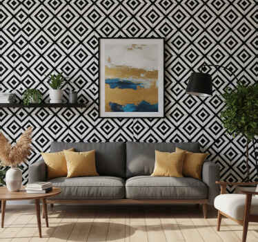 Tapete geometrisch in schwarz-weiß-diamanten - TenStickers