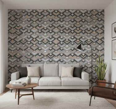 Tapete geometrisch mit geschichteten zickzackformen - TenStickers
