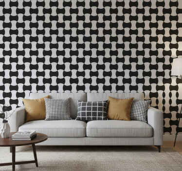 Tapete geometrisch schwarz-weiß kurven - TenStickers