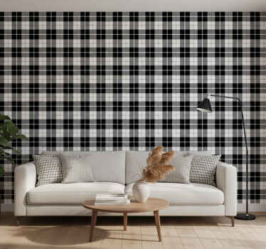 Tapete geometrisch schwarz-weiß-karomuster - TenStickers