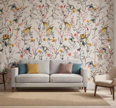 Nature wallpaper with realistic floral design - TenStickers