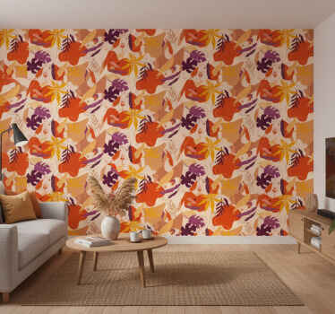 Luonto tapetti värikkäät abstraktit lehdet - Tenstickers