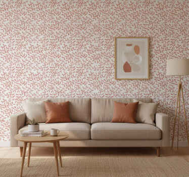 Nature wallpaper terracotta small leaves pattern - TenStickers