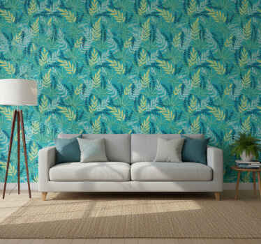 Nature wallpaper in a leafy tropical palette - TenStickers