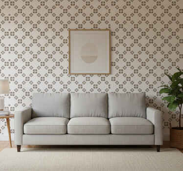 Nature wallpaper beige four clovers design - TenStickers