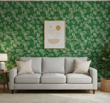 Nature wallpaper with lush green patterns - TenStickers