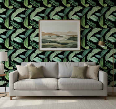 Nature wallpaper leafy green botanical design - TenStickers