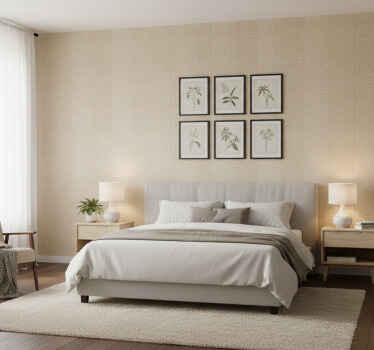 Papel mural dormitorio matrimonio tela monocolor beige - TenVinilo