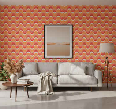 Retro tapete mit lebhaftem wellenmuster - TenStickers